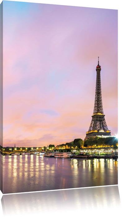 Pixxprint Eifelturm Paris bei Nacht, Leinwandbild