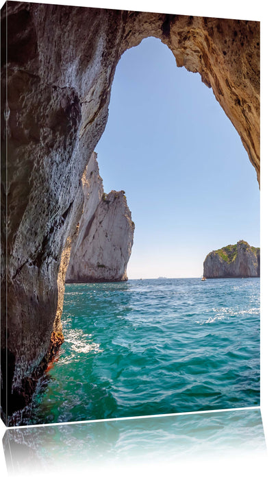 Pixxprint Felstor im Meer, Leinwandbild