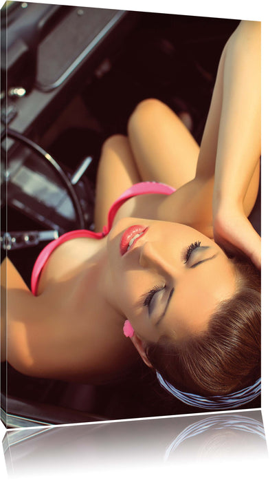 Pixxprint Pinup Girl, Leinwandbild