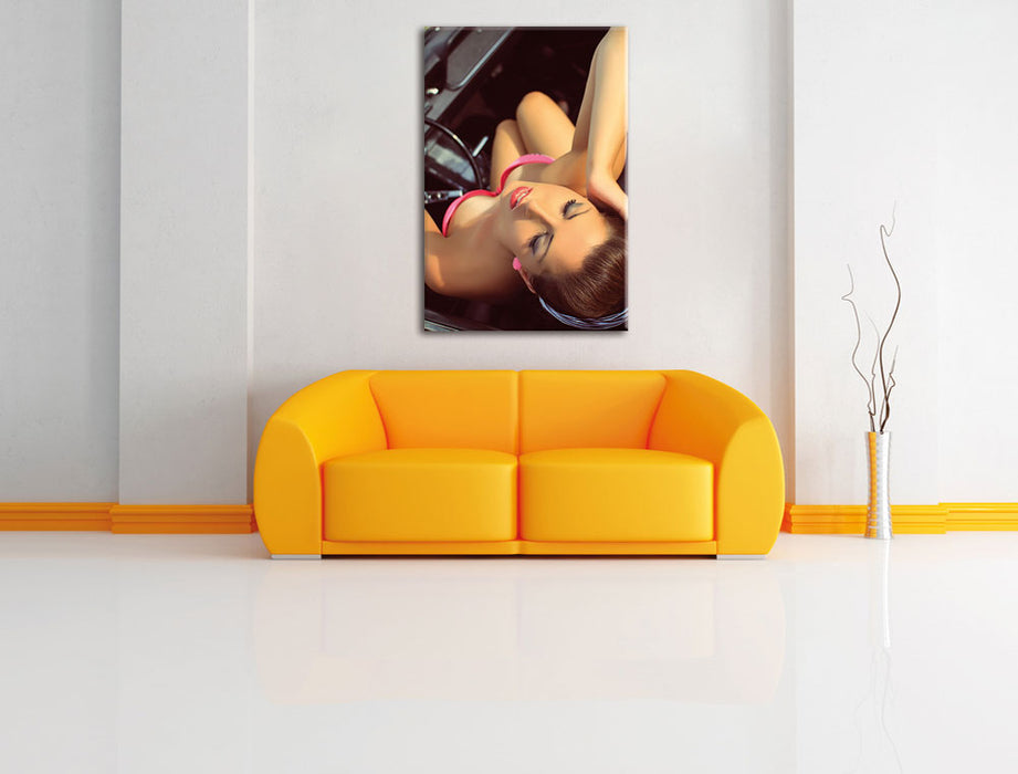 Pinup Girl Leinwandbild über Sofa