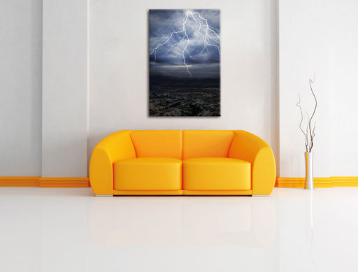 Blitze und Gewitter Leinwandbild über Sofa