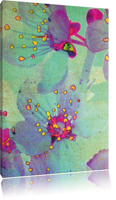 Pixxprint Retro Blumen, Leinwandbild