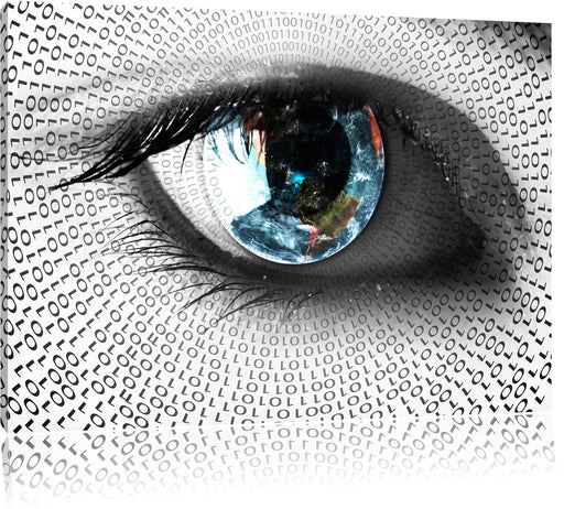 Auge mit binärem Code Leinwandbild
