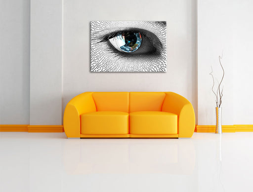 Auge mit binärem Code Leinwandbild über Sofa