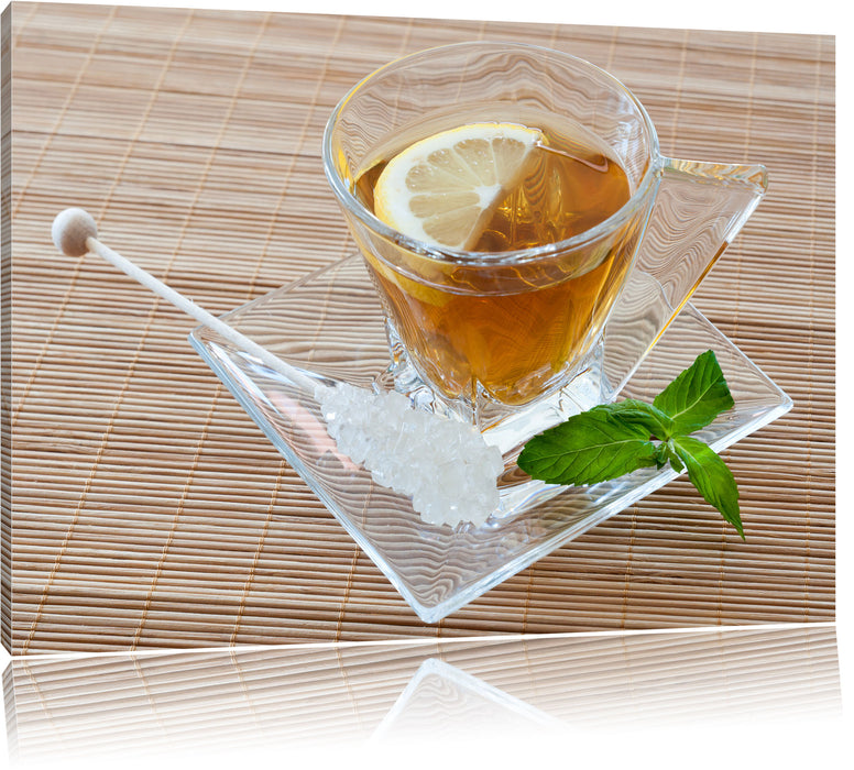 Pixxprint Tasse Tee mit Minze, Leinwandbild