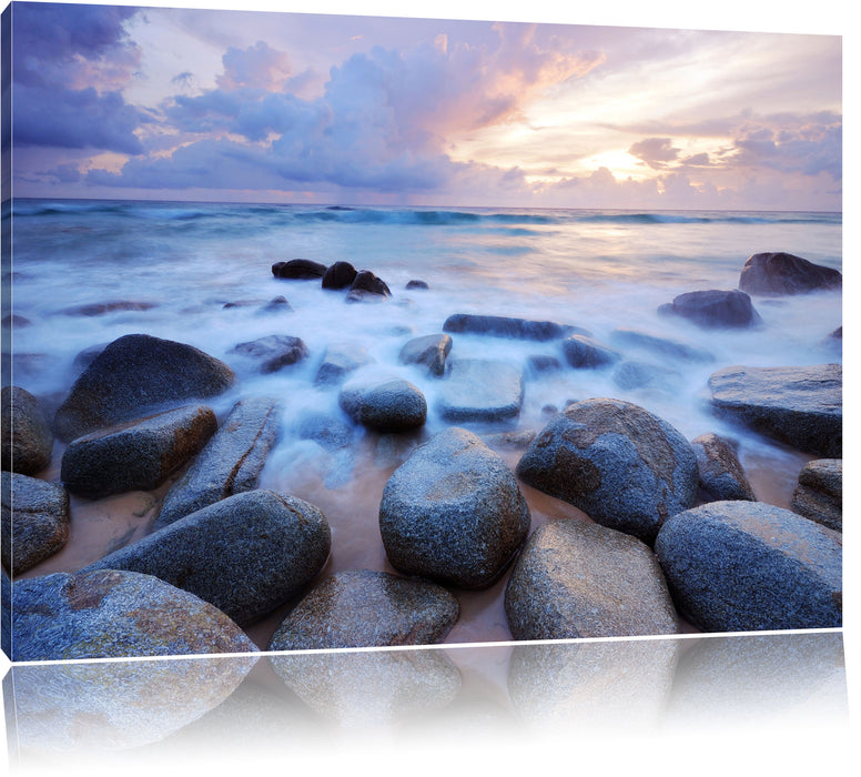 Pixxprint Romantisches Meer, Leinwandbild