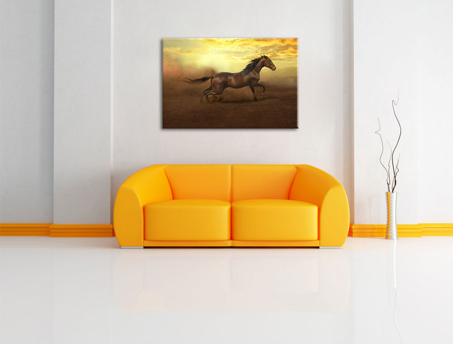 Rennendes Wildpferd Leinwandbild über Sofa