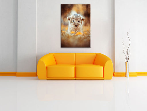 Niedliches Löwenbaby Leinwandbild über Sofa