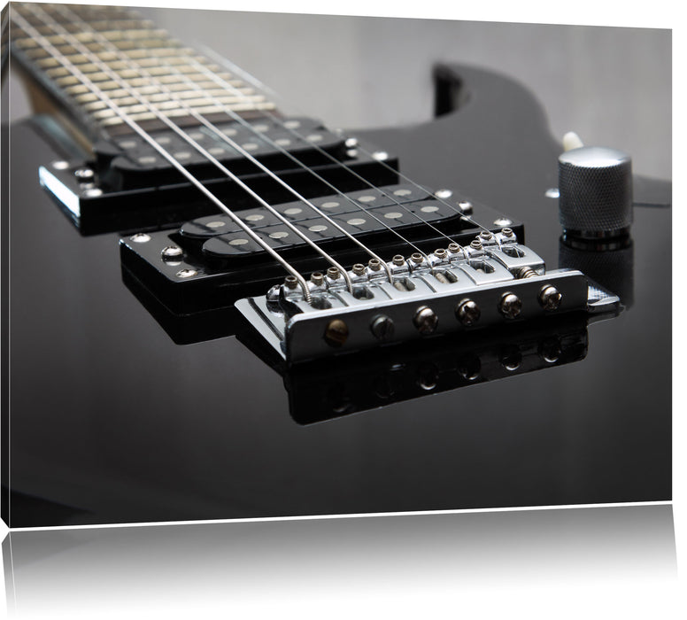 Pixxprint Black E-Guitar, Leinwandbild
