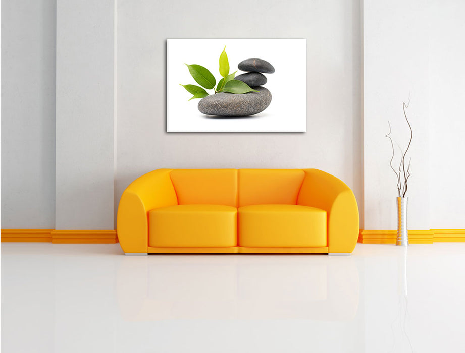 Steinbalance Leinwandbild über Sofa
