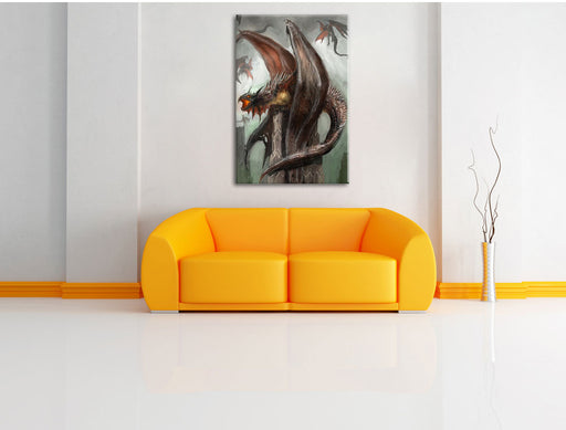Dragons Leinwandbild über Sofa