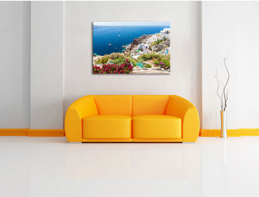 Griechische Küste Leinwandbild über Sofa