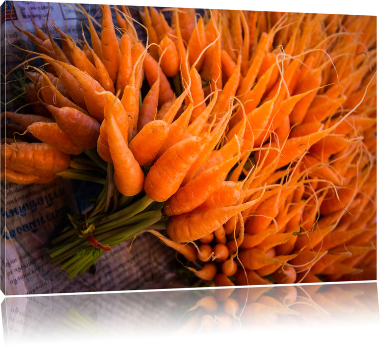 Pixxprint Gesunder Möhrenstrauß, Leinwandbild