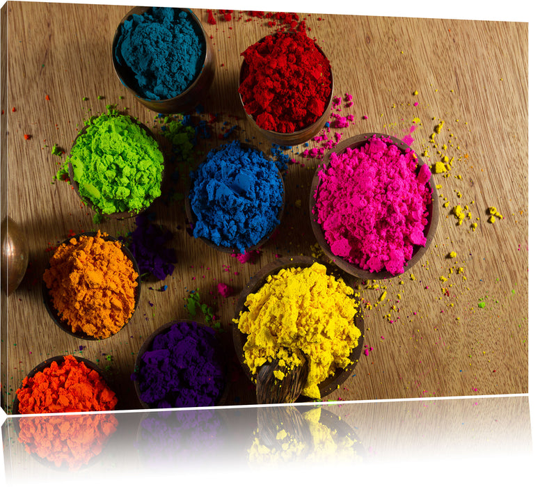 Pixxprint Indisches Farbpulver, Leinwandbild
