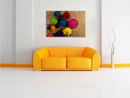 Indisches Farbpulver Leinwandbild über Sofa