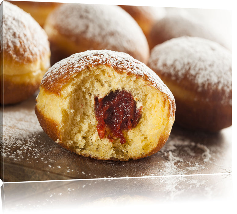 Pixxprint Lecker gefüllte Krapfen, Leinwandbild
