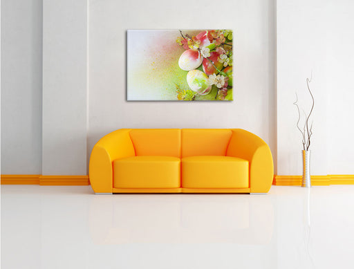 Kunstvolle Ostereier Leinwandbild über Sofa