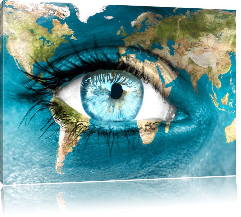 Pixxprint Die Erde auf ein Gesicht, Leinwandbild