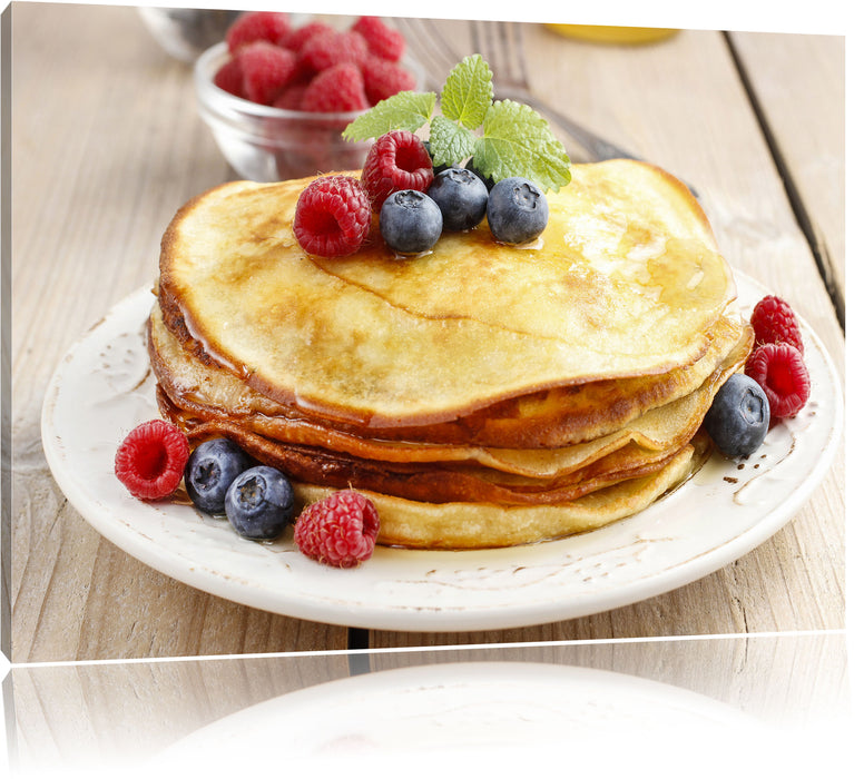 Pixxprint Süße Pfannkuchen mit Beeren, Leinwandbild