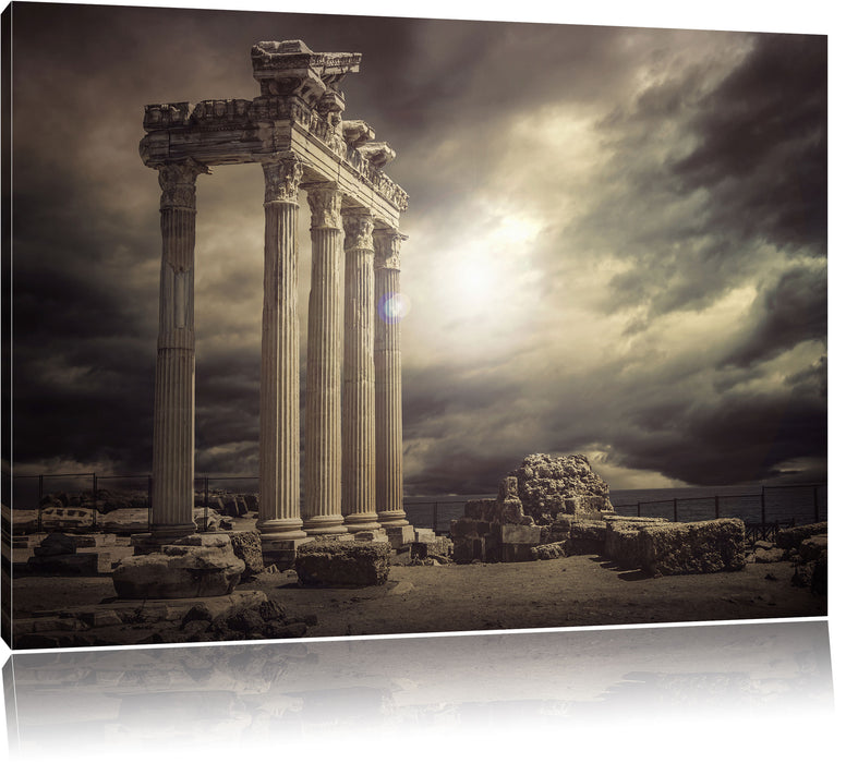 Pixxprint Apollon Tempel Ruine in Side, Leinwandbild