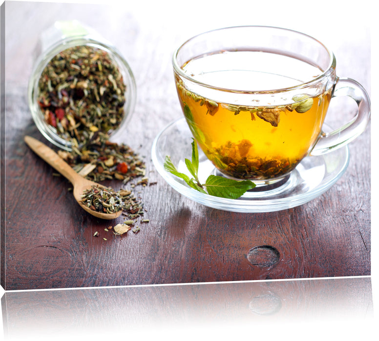 Pixxprint Genussvoller Kräutertee, Leinwandbild