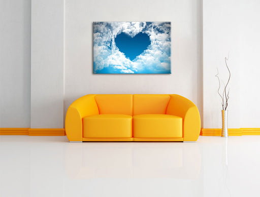 Romantisches Herz in den Wolken Leinwandbild über Sofa
