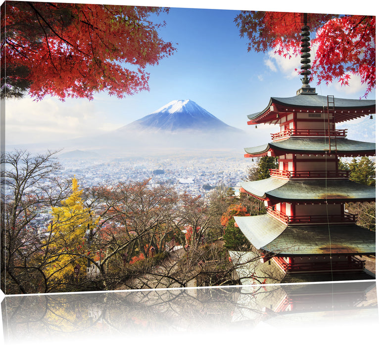 Pixxprint Japanischer Tempel im Herbst, Leinwandbild