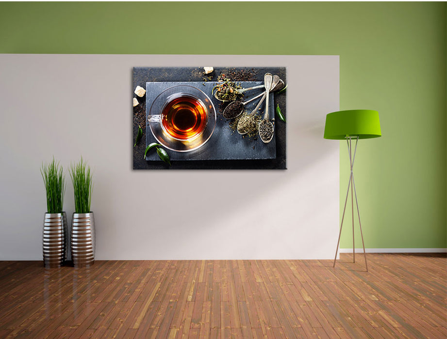 Heißer Kräutertee Leinwandbild im Flur