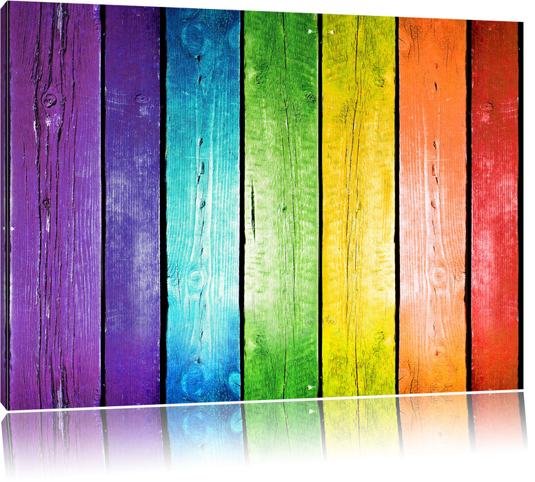 Pixxprint Bunte Zaunlatten, Leinwandbild