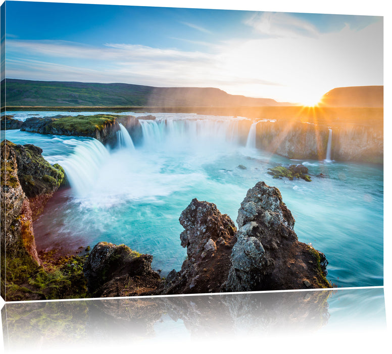 Pixxprint Idyllische Wasserfälle, Leinwandbild