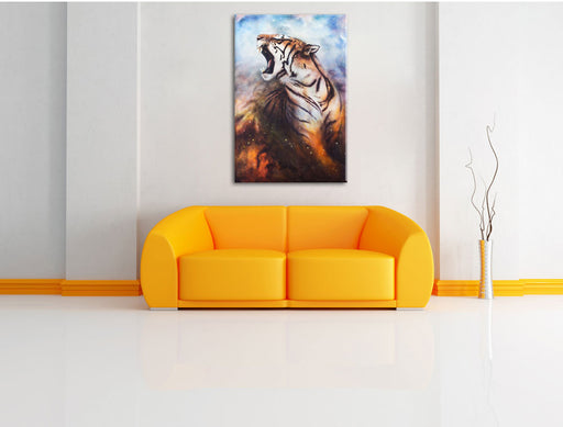 Gemälde eines Tigers Leinwandbild über Sofa