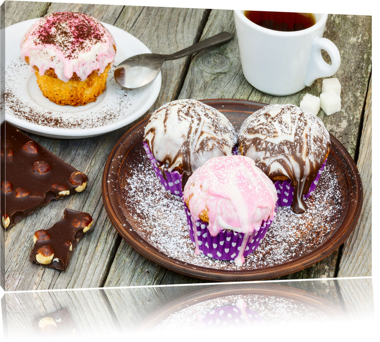 Pixxprint Köstliche Cupcakes, Leinwandbild
