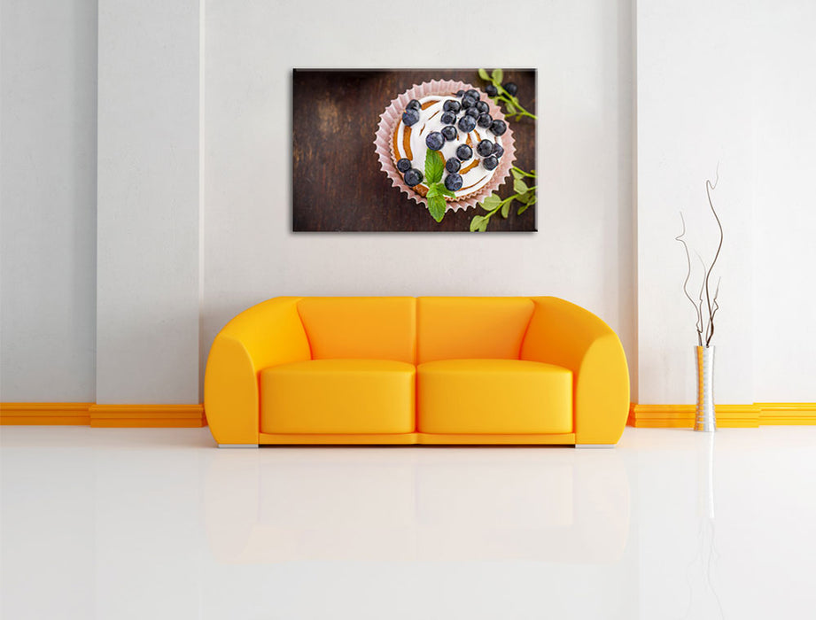 Heidelbeercupcake Leinwandbild über Sofa