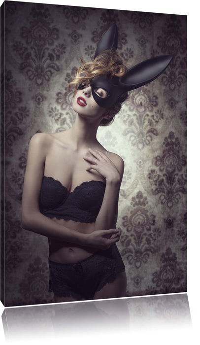 Pixxprint Maskierte attraktive Frau, Leinwandbild