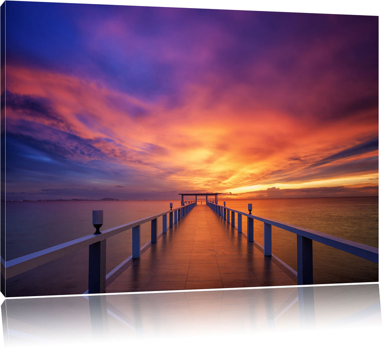 Pixxprint Steg ins Meer, Leinwandbild