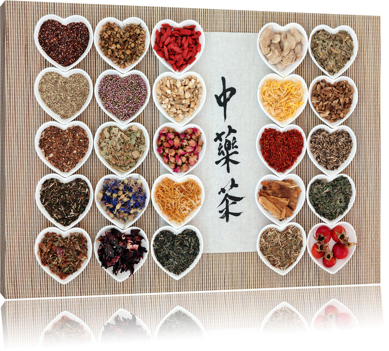 Pixxprint Gewürzschalen mit vielen Sorten, Leinwandbild