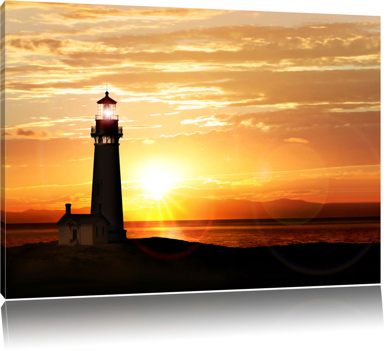 Pixxprint Leuchtturm im Sonnenuntergang, Leinwandbild