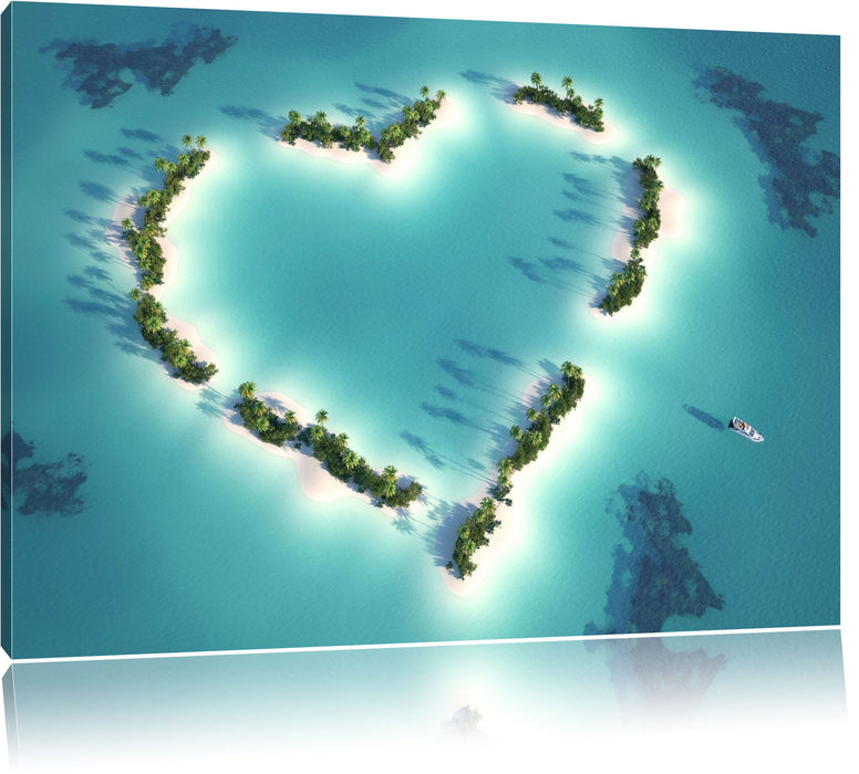 Pixxprint Herz geformt aus Inseln, Leinwandbild