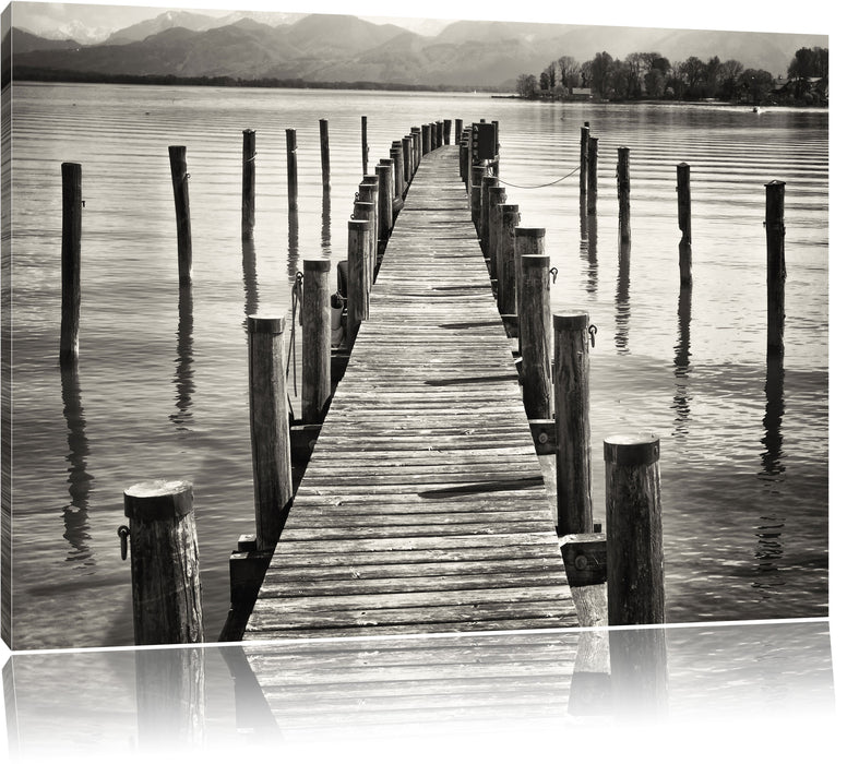 Pixxprint Langer Holzsteg ins Meer, Leinwandbild