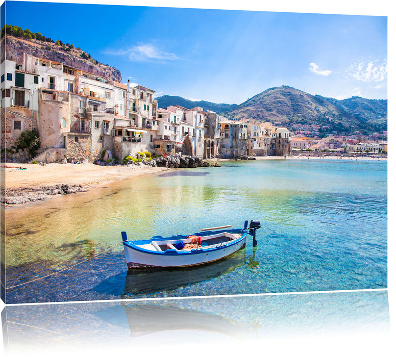 Pixxprint Wundervoller Blick auf Cefalu, Leinwandbild