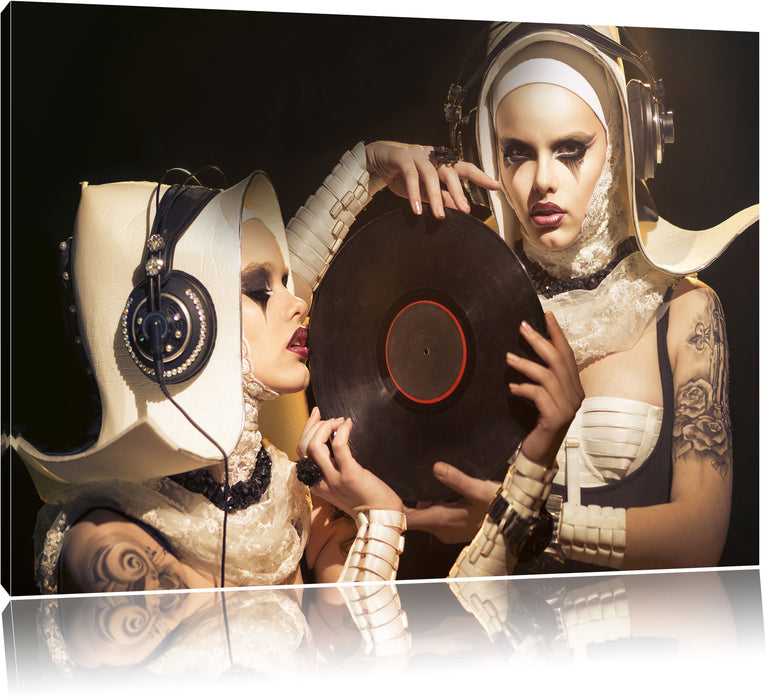 Pixxprint Mysteriöse DJ Frauen, Leinwandbild
