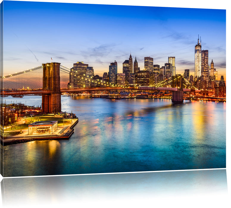 Pixxprint Blick auf Brooklyn Bridge, Leinwandbild