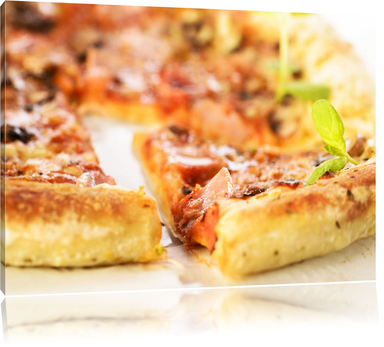 Pixxprint Frischgebackene Pizza, Leinwandbild