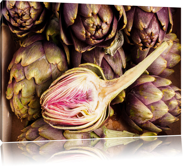 Pixxprint Aufgeschnittene Artischocke, Leinwandbild