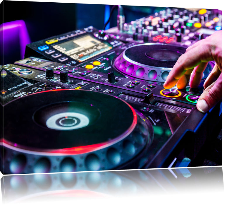 Pixxprint Modern beleuchteter DJ Pult, Leinwandbild