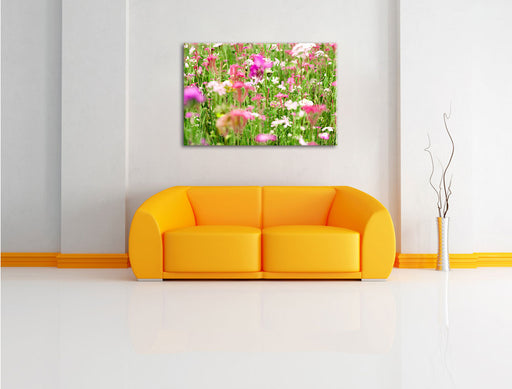 Wundervolle Blumenwiese Leinwandbild über Sofa