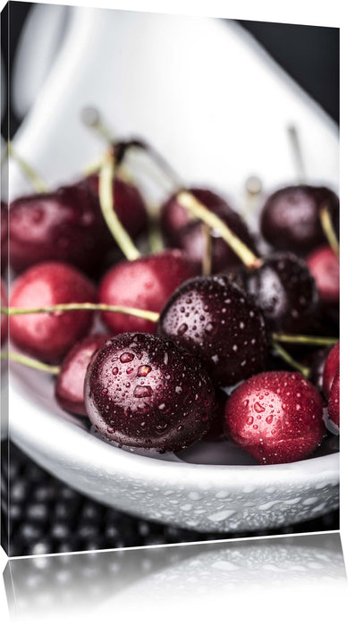 Pixxprint Frische Kirschen in Schlüssel, Leinwandbild