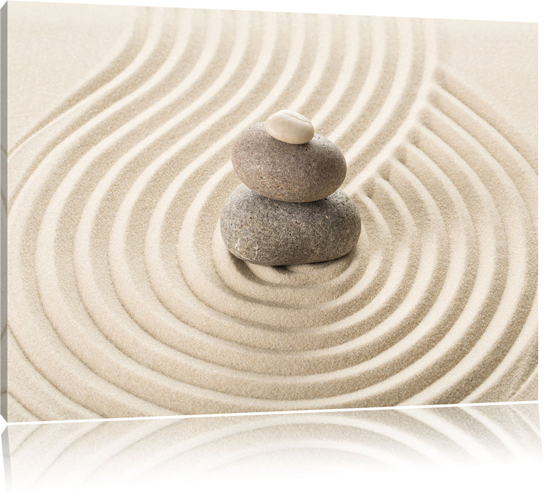 Pixxprint Steinmuster im Sand, Leinwandbild