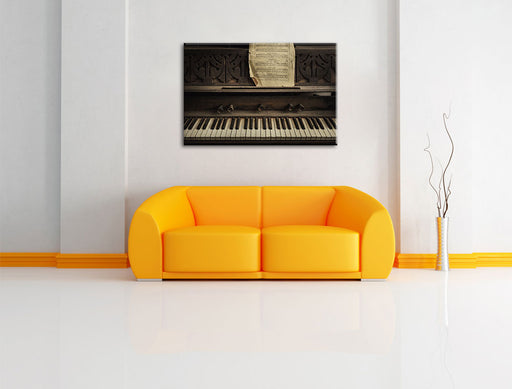 Klavier mit Notenblatt Leinwandbild über Sofa