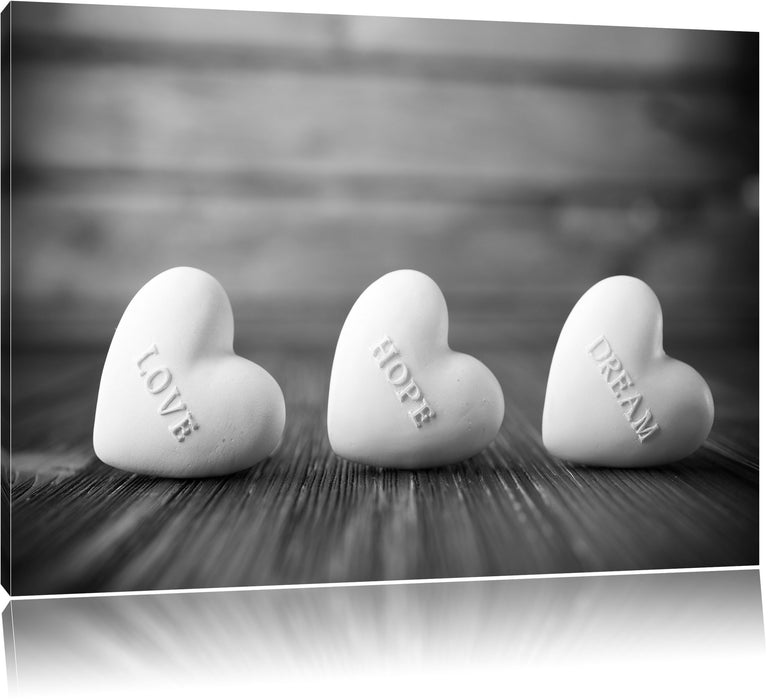 Pixxprint Love Hope Dream Hearts, Leinwandbild